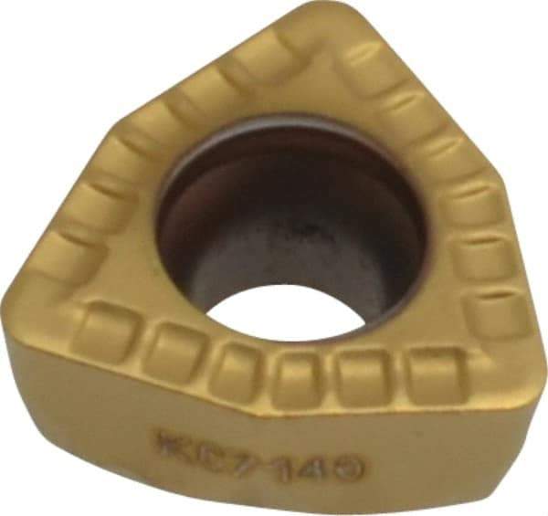 Kennametal - DFT05T308 MD Grade KC7140 Carbide Indexable Drill Insert - TiN/TiCN Finish, Trigon, 8mm Inscribed Circle - Eagle Tool & Supply