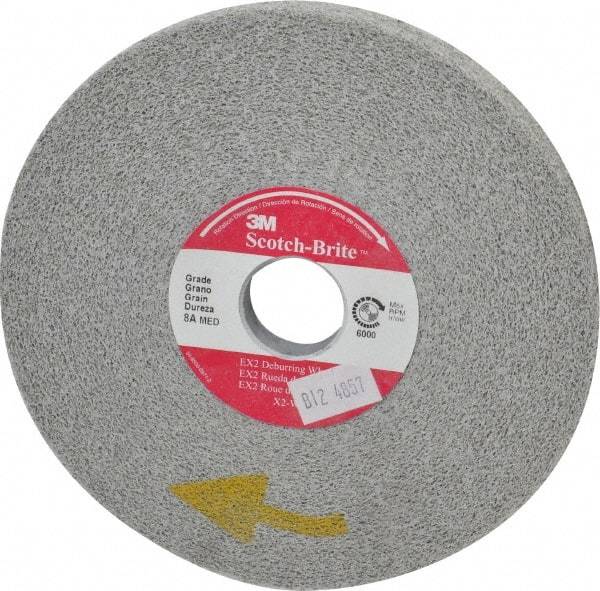 3M - 6" Diam, 1/2" Face Width, 1" Center Hole, Medium Grade, Aluminum Oxide Deburring Wheel - Convolute, Hard Density 8 Grade, 6,000 RPM - Eagle Tool & Supply