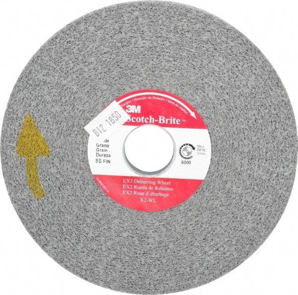 3M - 6" Diam, 1/2" Face Width, 1" Center Hole, Fine Grade, Silicon Carbide Deburring Wheel - Convolute, Hard Density 8 Grade, 6,000 RPM - Eagle Tool & Supply