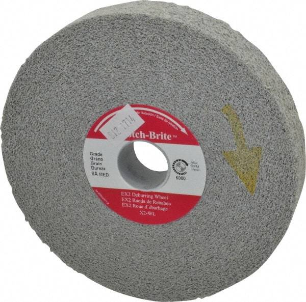 3M - 6" Diam, 1" Face Width, 1" Center Hole, Medium Grade, Aluminum Oxide Deburring Wheel - Convolute, Hard Density 8 Grade, 6,000 RPM - Eagle Tool & Supply
