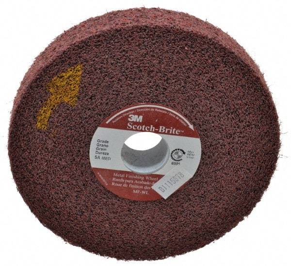 3M - 6" Diam, 1" Face Width, 1" Center Hole, Medium Grade, Aluminum Oxide Deburring Wheel - Convolute, Medium Density 5 Grade, 6,000 RPM - Eagle Tool & Supply