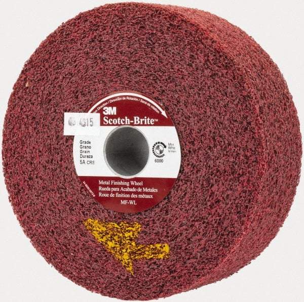 3M - 6" Diam, 2" Face Width, 1" Center Hole, Coarse Grade, Aluminum Oxide Deburring Wheel - Convolute, Medium Density 5 Grade, 6,000 RPM - Eagle Tool & Supply