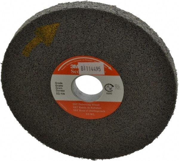 3M - 6" Diam, 1/2" Face Width, 1" Center Hole, Fine Grade, Silicon Carbide Deburring Wheel - Convolute, Hard Density 8 Grade, 6,000 RPM - Eagle Tool & Supply