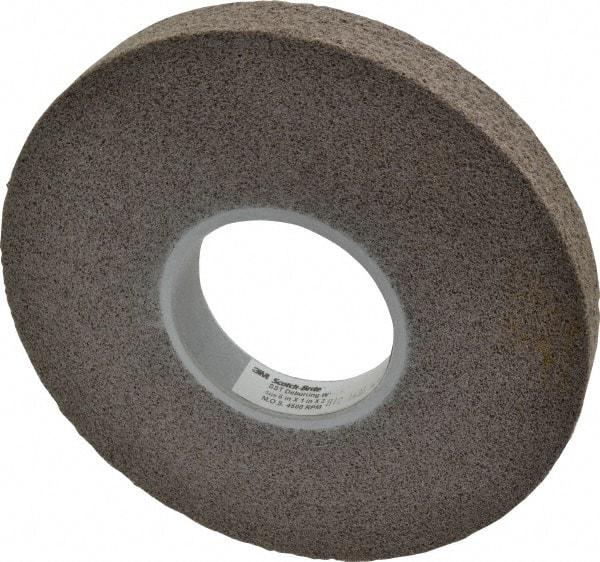 3M - 8" Diam, 1" Face Width, 3" Center Hole, Fine Grade, Aluminum Oxide Deburring Wheel - Convolute, Hard Density 7 Grade, 4,500 RPM - Eagle Tool & Supply