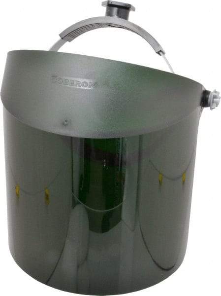 Oberon - Ratchet Adjustment, Welding Face Shield & Headgear Set - 14" Wide x 8" High x 0.015" Thick, Green Window - Eagle Tool & Supply