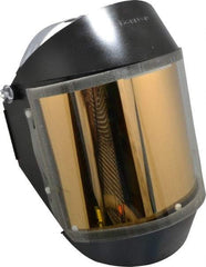 Oberon - Ratchet Adjustment, Welding Face Shield & Headgear Set - 14" Wide x 8" High x 0.015" Thick, Green Window - Eagle Tool & Supply