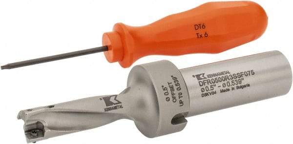 Kennametal - 38.1mm Max Drill Depth, 3xD, 12.7mm Diam, Indexable Insert Drill - 2 Inserts, 3/4" Shank Diam, Flange Shank - Eagle Tool & Supply
