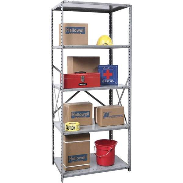Hallowell - 5 Shelf Starter Unit Box Edge Open Steel Shelving - 800 Lb Capacity, 36" Wide x 87" High x 24" Deep, Gray - Eagle Tool & Supply