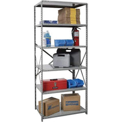 Hallowell - 6 Shelf Starter Unit Box Edge Open Steel Shelving - 800 Lb Capacity, 36" Wide x 87" High x 24" Deep, Gray - Eagle Tool & Supply