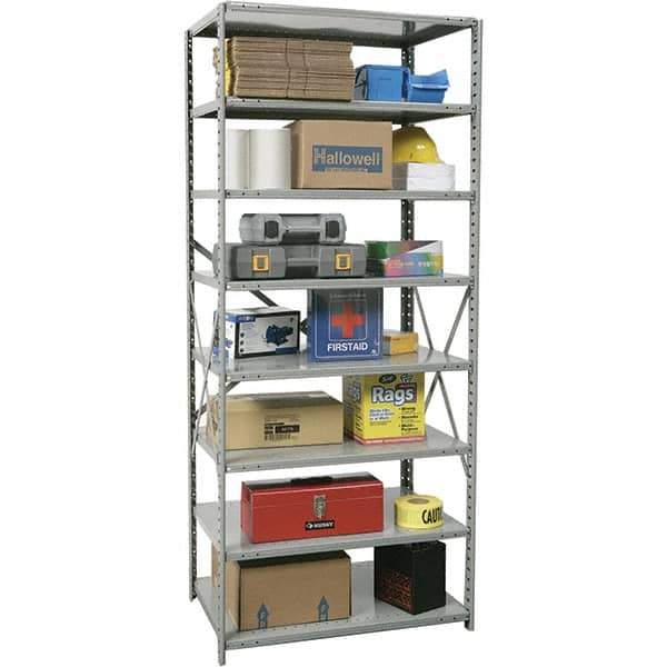 Hallowell - 8 Shelf Starter Unit Box Edge Open Steel Shelving - 800 Lb Capacity, 36" Wide x 87" High x 24" Deep, Gray - Eagle Tool & Supply