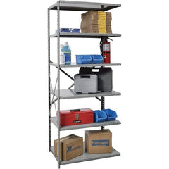 Hallowell - 6 Shelf Add-On Box Edge Open Steel Shelving - 800 Lb Capacity, 36" Wide x 87" High x 24" Deep, Gray - Eagle Tool & Supply