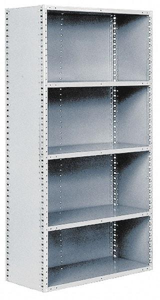 Hallowell - 6 Shelf, 400 Lb. Capacity, Closed Shelving Starter Unit - 48 Inch Wide x 12 Inch Deep x 87 Inch High, Gray - Eagle Tool & Supply
