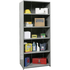 Hallowell - 6 Shelf, 800 Lb. Capacity, Closed Shelving Starter Unit - 36 Inch Wide x 24 Inch Deep x 87 Inch High, Gray - Eagle Tool & Supply