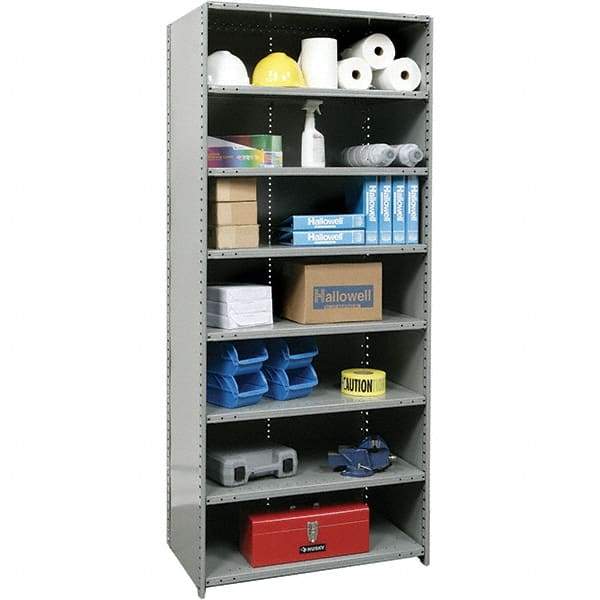 Hallowell - 8 Shelf, 800 Lb. Capacity, Closed Shelving Starter Unit - 36 Inch Wide x 24 Inch Deep x 87 Inch High, Gray - Eagle Tool & Supply