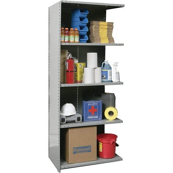 Hallowell - 5 Shelf, 800 Lb. Capacity, Closed Shelving Add-On Unit - 36 Inch Wide x 24 Inch Deep x 87 Inch High, Gray - Eagle Tool & Supply