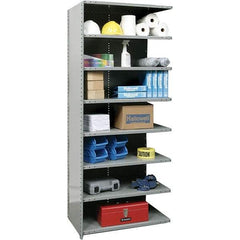 Hallowell - 8 Shelf, 800 Lb. Capacity, Closed Shelving Add-On Unit - 36 Inch Wide x 24 Inch Deep x 87 Inch High, Gray - Eagle Tool & Supply
