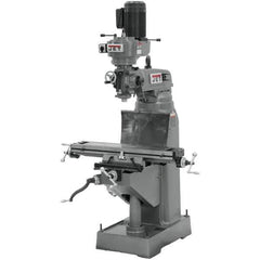 Jet - 7-7/8" Table Width x 35-3/4" Table Length, Step Pulley Control, 3 Phase Knee Milling Machine - R8 Spindle Taper, 1-1/2 hp - Eagle Tool & Supply