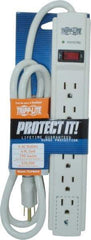 Tripp-Lite - 6 Outlets, 120 Volts, 15 Amps, 4' Cord, Power Outlet Strip - Free Hanging, Keyhole Mount, 5-15P NEMA Configuration, 10.8" Strip, UL1449 3rd Edition - Eagle Tool & Supply