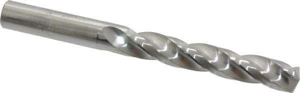 SGS - 7/16" 150° Solid Carbide Jobber Drill - Bright Finish, Right Hand Cut, Spiral Flute, Straight Shank, 4-1/2" OAL, Standard Point - Eagle Tool & Supply