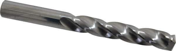 SGS - 31/64" 150° Solid Carbide Jobber Drill - Bright Finish, Right Hand Cut, Spiral Flute, Straight Shank, 4-3/4" OAL, Standard Point - Eagle Tool & Supply