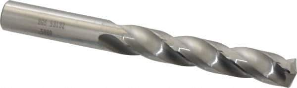 SGS - 1/2" 150° Solid Carbide Jobber Drill - Bright Finish, Right Hand Cut, Spiral Flute, Straight Shank, 4-3/4" OAL, Standard Point - Eagle Tool & Supply