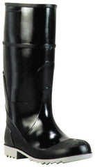 Winter Walking - Size 9 Steel Work Boot - Black, Gray, Polyurethane, PVC Upper, Rubber Outsole, 16" High, Chemical Resistant, Non-Slip, Waterproof - Eagle Tool & Supply