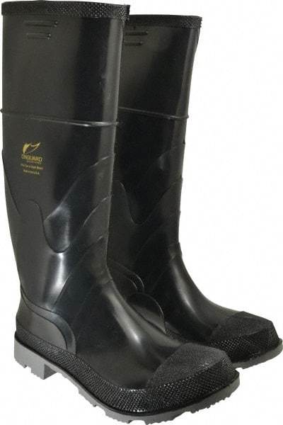 Winter Walking - Size 9 Plain Work Boot - Black, Gray, Polyurethane, PVC Upper, Rubber Outsole, 16" High, Chemical Resistant, Non-Slip, Waterproof - Eagle Tool & Supply