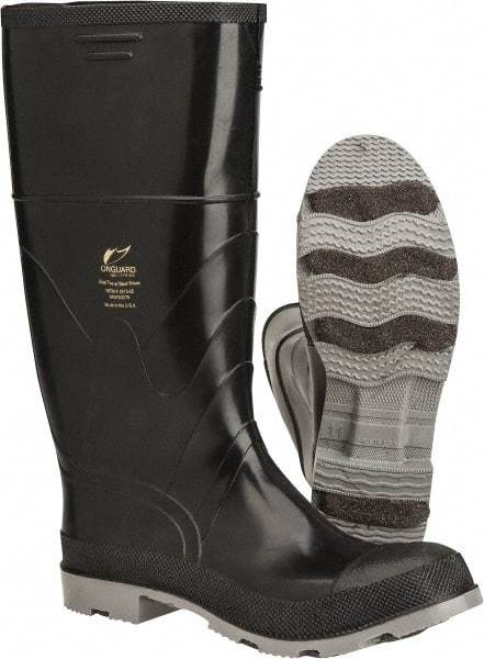 Winter Walking - Men's Size 11 Medium Width Steel Work Boot - Black, Gray, Polyurethane, PVC Upper, Rubber Outsole, 16" High, Chemical Resistant, Non-Slip, Waterproof - Eagle Tool & Supply