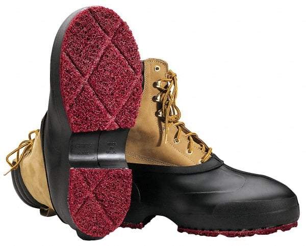 Winter Walking - Men's 8-10 (Women's 10-12) Traction Overshoes - 4" High, Plain Toe, Nonslip Sole, Rubber Upper, Black - Eagle Tool & Supply