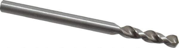 Accupro - 0.1457" 130° Parabolic Flute Cobalt Screw Machine Drill Bit - Bright Finish, Right Hand Cut, 0.787" Flute Length, 2.047" OAL, Split Point, Straight Shank - Eagle Tool & Supply