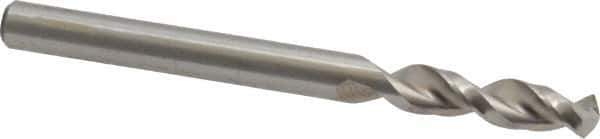 Accupro - #7 130° Parabolic Flute Cobalt Screw Machine Drill Bit - Bright Finish, Right Hand Cut, 1.024" Flute Length, 2.441" OAL, Split Point, Straight Shank - Eagle Tool & Supply