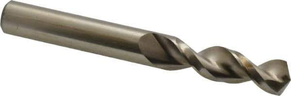 Accupro - 0.4134" 130° Parabolic Flute Cobalt Screw Machine Drill Bit - Bright Finish, Right Hand Cut, 1.693" Flute Length, 3.504" OAL, Split Point, Straight Shank - Eagle Tool & Supply