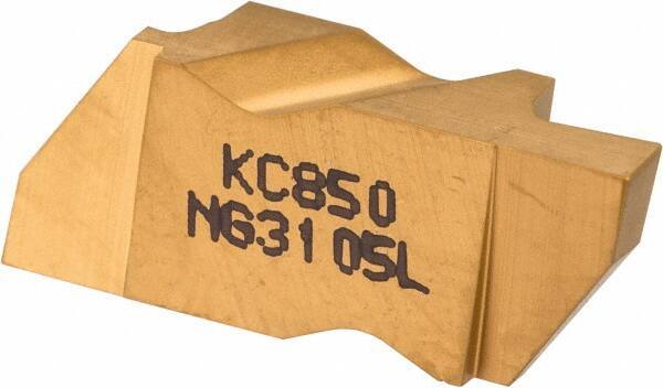 Kennametal - 3105NG Grade KC850, 2.67mm Cutting Width Carbide Grooving Insert - 3.81mm Max Depth of Cut, Left Hand, 0.19mm Corner Radius, TiC/TiCN/TiN Finish - Eagle Tool & Supply