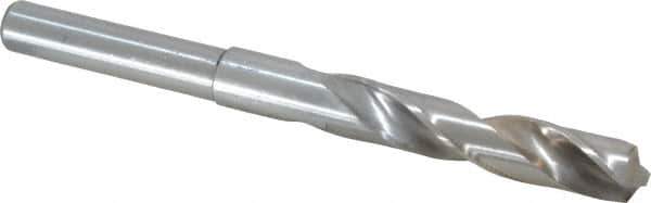 Interstate - 37/64" Drill, 118° Point, Cobalt Silver Deming & Reduced Shank Drill Bit - Bright Finish, 6" OAL, Straight Shank, 3" Flute Length, Right Hand Cut, Standard Point, Spiral Flute, Regular Spiral - Eagle Tool & Supply