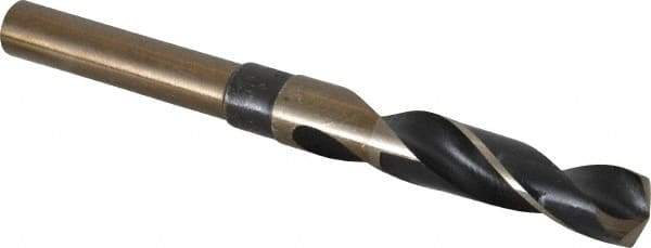 Interstate - 39/64" Drill, 118° Point, Cobalt Silver Deming & Reduced Shank Drill Bit - Bright Finish, 6" OAL, Straight Shank, 3" Flute Length, Right Hand Cut, Standard Point, Spiral Flute, Regular Spiral - Eagle Tool & Supply