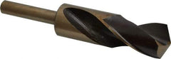 Interstate - 1-3/16" Drill, 118° Point, Cobalt Silver Deming & Reduced Shank Drill Bit - Bright Finish, 6" OAL, Straight Shank, 3" Flute Length, Right Hand Cut, Standard Point, Spiral Flute, Regular Spiral - Eagle Tool & Supply