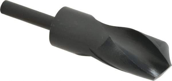 Interstate - 36mm Drill, 118° Point, High Speed Steel Silver Deming & Reduced Shank Drill Bit - Oxide Finish, 6" OAL, Straight Shank, 3" Flute Length, Right Hand Cut, Standard Point, Spiral Flute, Regular Spiral - Eagle Tool & Supply