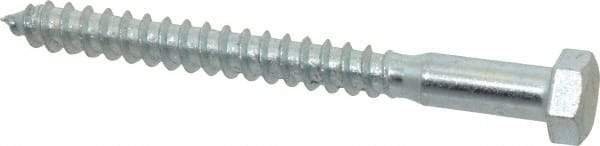 Value Collection - 3/8" Screw, 4" Length Under Head, Steel, Hex Head Lag Screw - Zinc Plated, Grade 2 - Eagle Tool & Supply