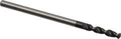 Accupro - 0.0827" 130° Parabolic Flute Cobalt Screw Machine Drill Bit - TiAlN Finish, Right Hand Cut, 0.472" Flute Length, 1.496" OAL, Split Point, Straight Shank - Eagle Tool & Supply