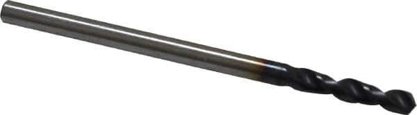 Accupro - 0.0906" 130° Parabolic Flute Cobalt Screw Machine Drill Bit - TiAlN Finish, Right Hand Cut, 0.512" Flute Length, 1.575" OAL, Split Point, Straight Shank - Eagle Tool & Supply