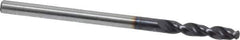 Accupro - #36 130° Parabolic Flute Cobalt Screw Machine Drill Bit - TiAlN Finish, Right Hand Cut, 0.63" Flute Length, 1.811" OAL, Split Point, Straight Shank - Eagle Tool & Supply