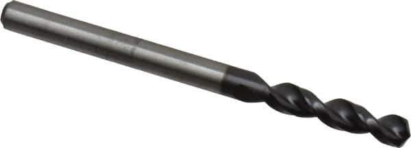 Accupro - #22 130° Parabolic Flute Cobalt Screw Machine Drill Bit - TiAlN Finish, Right Hand Cut, 0.866" Flute Length, 2.165" OAL, Split Point, Straight Shank - Eagle Tool & Supply