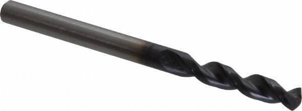 Accupro - #18 130° Parabolic Flute Cobalt Screw Machine Drill Bit - TiAlN Finish, Right Hand Cut, 0.945" Flute Length, 2.283" OAL, Split Point, Straight Shank - Eagle Tool & Supply