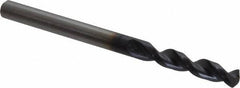 Accupro - #18 130° Parabolic Flute Cobalt Screw Machine Drill Bit - TiAlN Finish, Right Hand Cut, 0.945" Flute Length, 2.283" OAL, Split Point, Straight Shank - Eagle Tool & Supply
