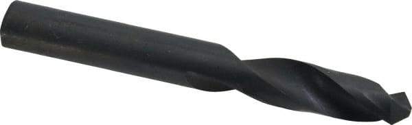 Interstate - 27/64" 118° Spiral Flute High Speed Steel Screw Machine Drill Bit - Oxide Finish, Right Hand Cut, 2" Flute Length, 3-3/8" OAL, Standard Point, Straight Shank - Eagle Tool & Supply