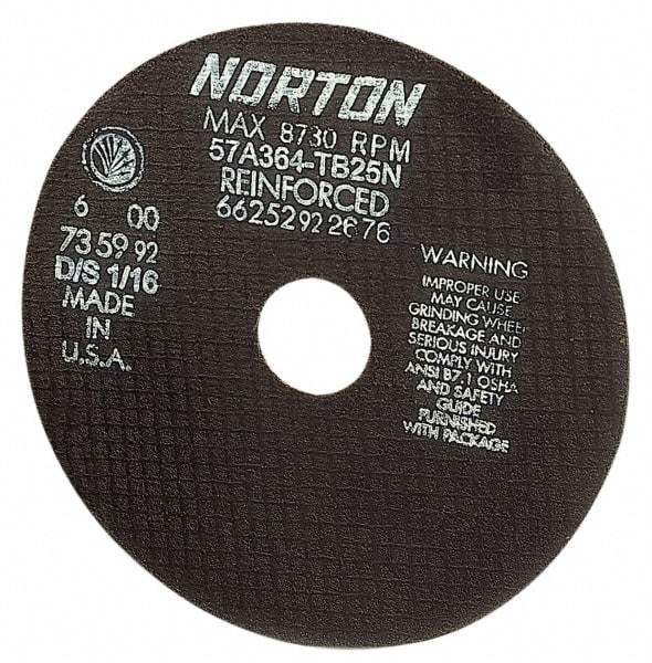 Norton - 20" 24 Grit Aluminum Oxide Cutoff Wheel - 5/32" Thick, 1" Arbor, 2,710 Max RPM, Use with Stationary Tools - Eagle Tool & Supply