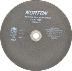 Norton - 8" 36 Grit Aluminum Oxide Cutoff Wheel - 1/16" Thick, 5/8" Arbor, 7,640 Max RPM, Use with Circular Saws - Eagle Tool & Supply
