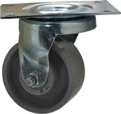 Fairbanks - 3" Diam x 1-1/4" Wide x 4" OAH Top Plate Mount Swivel Caster - Semi-Steel, 350 Lb Capacity, Roller Bearing, 3-1/8 x 4-1/8" Plate - Eagle Tool & Supply
