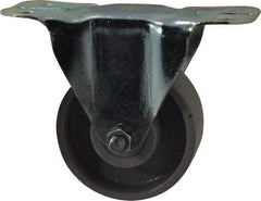 Fairbanks - 3" Diam x 1-1/4" Wide x 4" OAH Top Plate Mount Rigid Caster - Semi-Steel, 350 Lb Capacity, Roller Bearing, 2-1/4 x 5-1/8" Plate - Eagle Tool & Supply