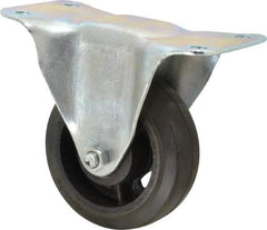 Fairbanks - 4" Diam x 1-1/2" Wide x 5-1/4" OAH Top Plate Mount Rigid Caster - Rubber, 200 Lb Capacity, Roller Bearing, 3-1/4 x 6-1/4" Plate - Eagle Tool & Supply